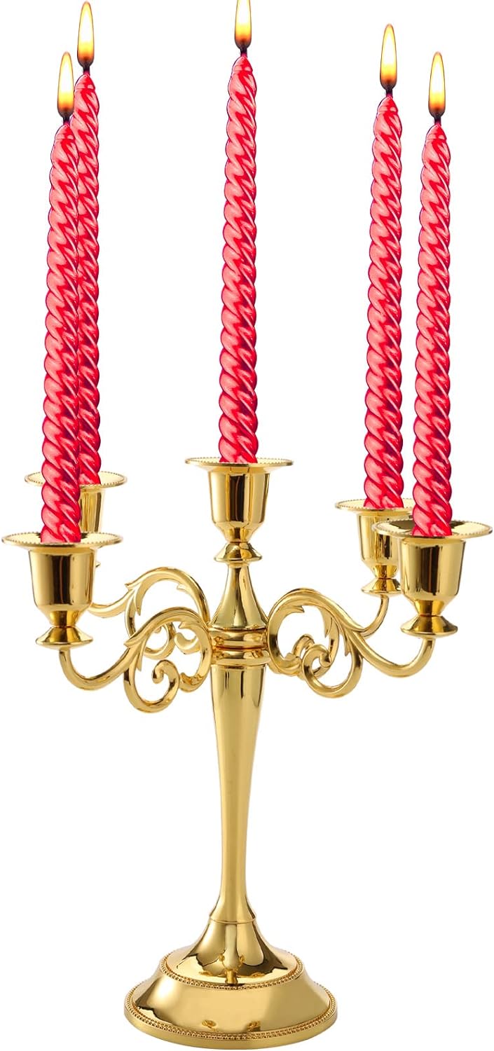5 Arm Candlestick Holder Gold