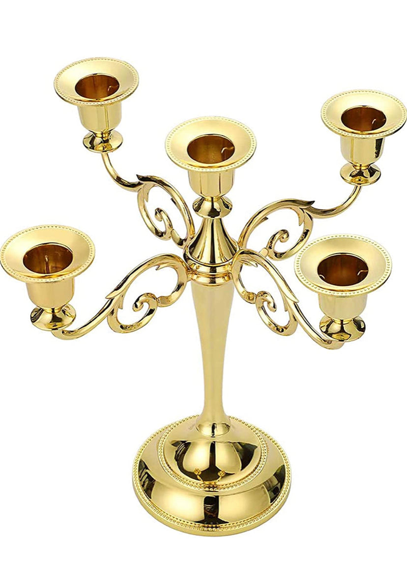 5 Arm Candlestick Holder Gold